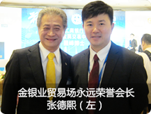 金银业贸易场永远荣誉会长张德熙（左）